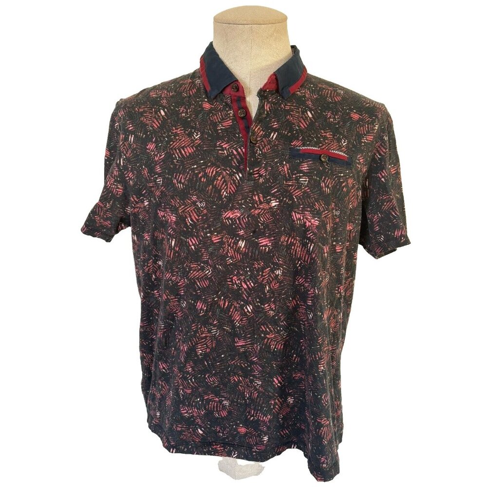 TED BAKER Polo Shirt Mens Size Large 6 Contrasting Collar Pocket